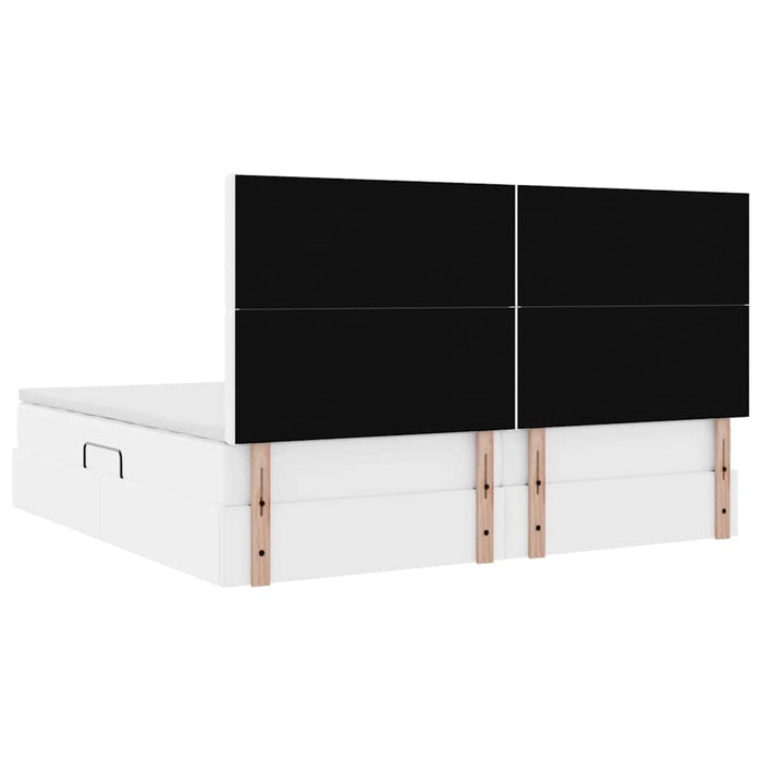 Pat cu storage cu saltea Alb pur 200 x 200 cm Piele artificială - WALTI WALTI