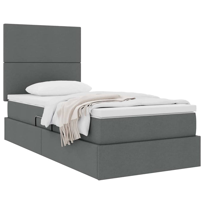 Pat cu saltea și spațiu de depozitare Gri închis 90 x 190 cm - WALTI WALTI