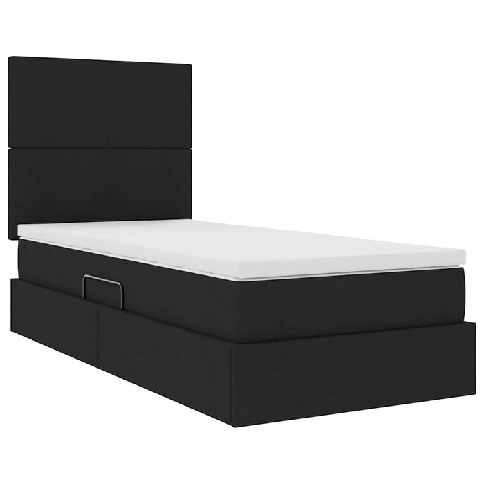 Pat cu saltea și spațiu de depozitare Negru 90 x 190 cm - WALTI WALTI