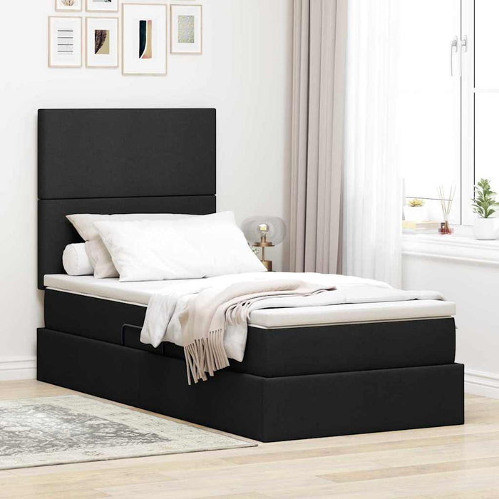 Pat cu saltea și spațiu de depozitare Negru 90 x 200 cm - WALTI WALTI