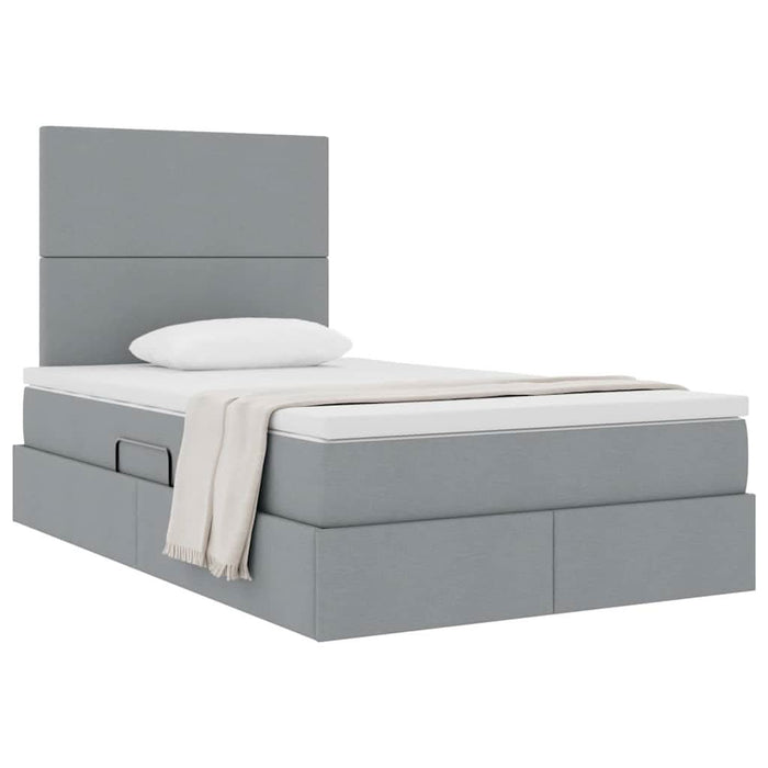 Pat cu storage Gri deschis 120 x 200 cm Piele artificială - WALTI WALTI