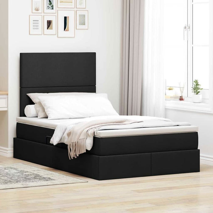 Pat cu storage cu saltea Negru 120 x 200 cm Piele artificială - WALTI WALTI