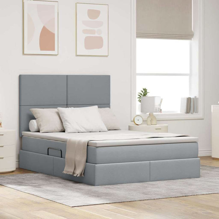 Pat cu storage Gri deschis 140 x 190 cm Piele artificială - WALTI WALTI