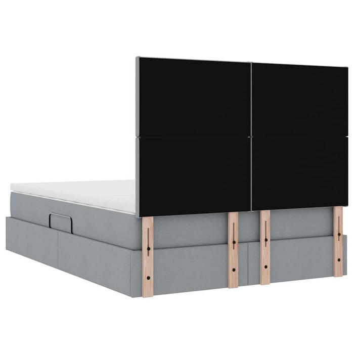Pat cu storage Gri deschis 140 x 190 cm Piele artificială - WALTI WALTI
