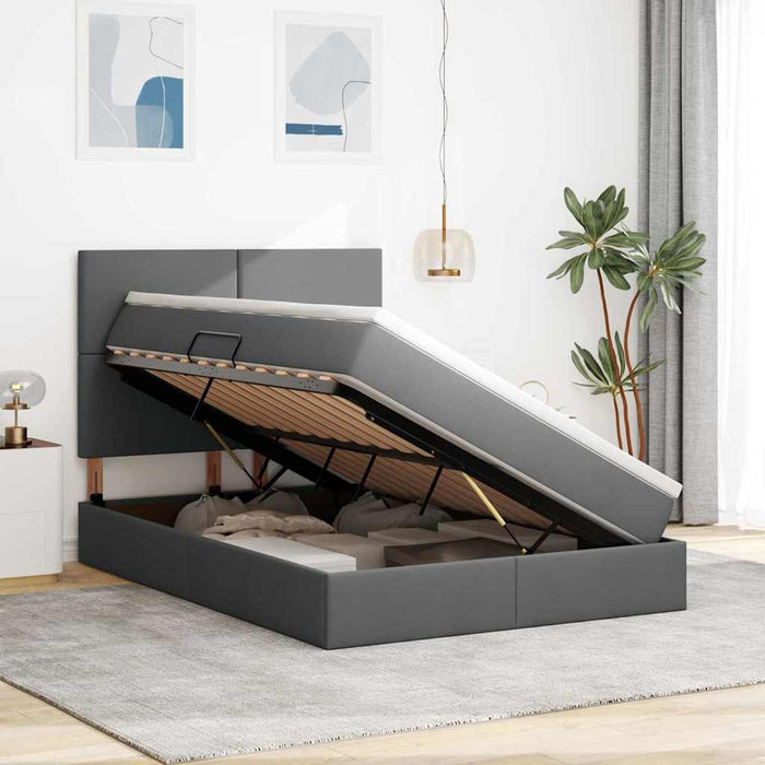 Pat cu storage Gri închis 140 x 190 cm Piele artificială - WALTI WALTI