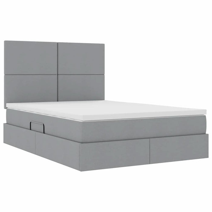 Pat cu storage Gri deschis 140 x 200 cm Piele artificială - WALTI WALTI