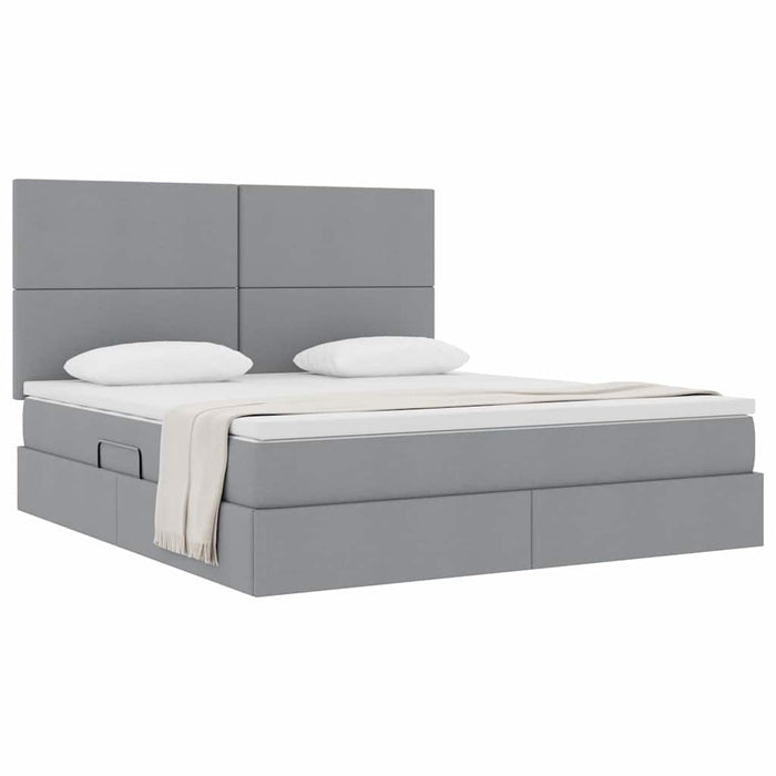 Pat cu storage Gri deschis 160 x 200 cm Piele artificială - WALTI WALTI
