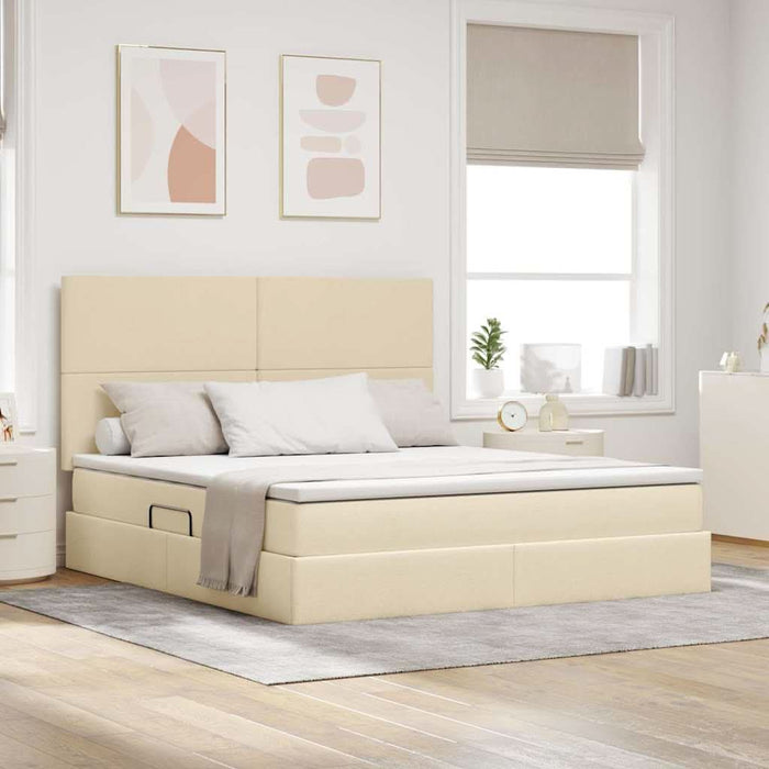 Pat cu storage cu saltea Creme 160 x 200 cm Piele artificială - WALTI WALTI