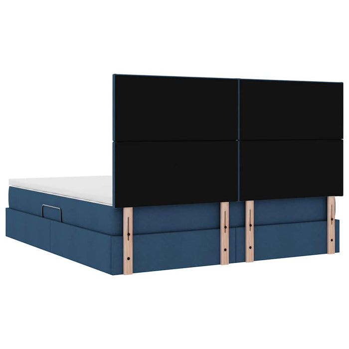Pat cu storage albastru 160 x 200 cm Piele artificială - WALTI WALTI