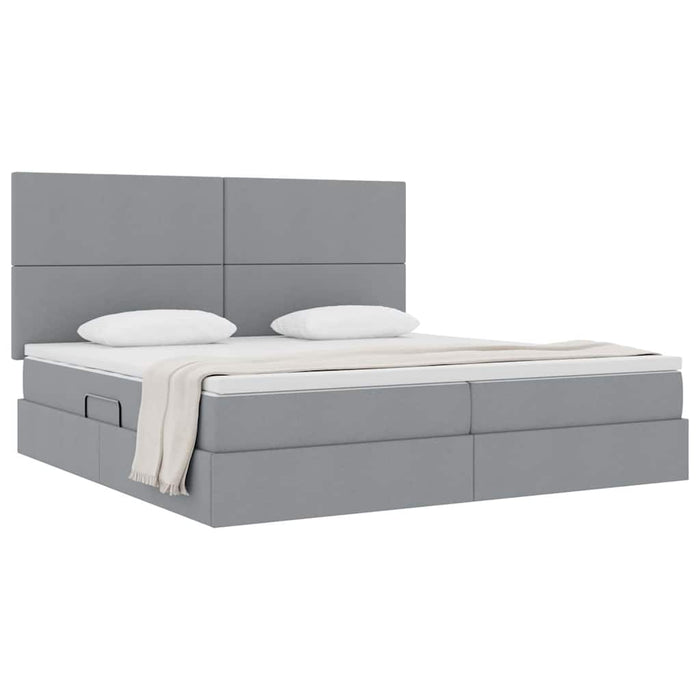 Pat cu storage Gri deschis 200 x 200 cm Piele artificială - WALTI WALTI