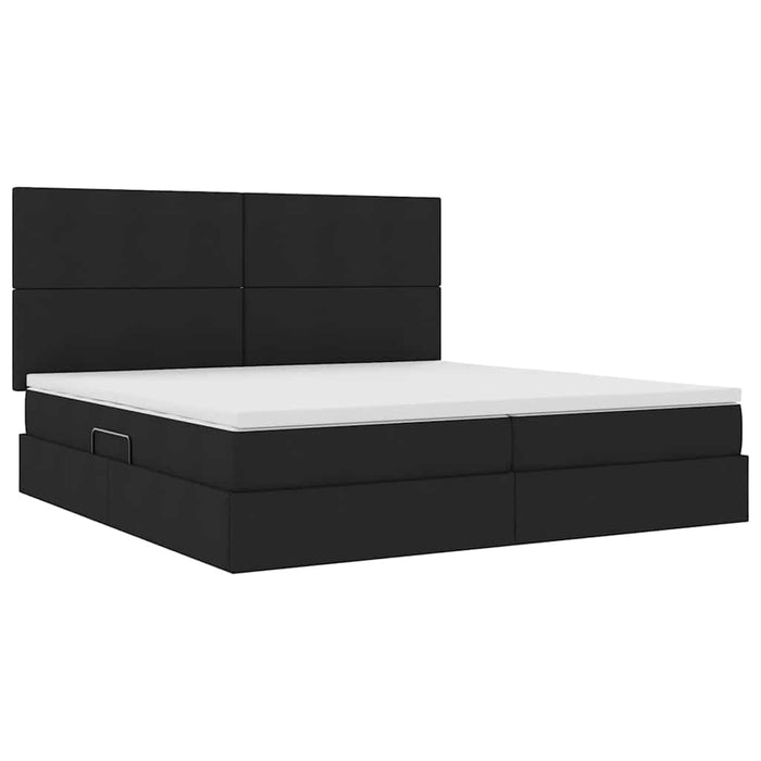 Pat cu storage cu saltea Negru 200 x 200 cm Piele artificială - WALTI WALTI