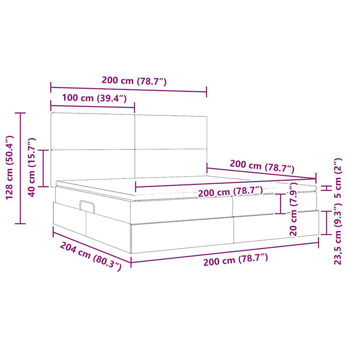 Pat cu storage cu saltea Negru 200 x 200 cm Piele artificială - WALTI WALTI