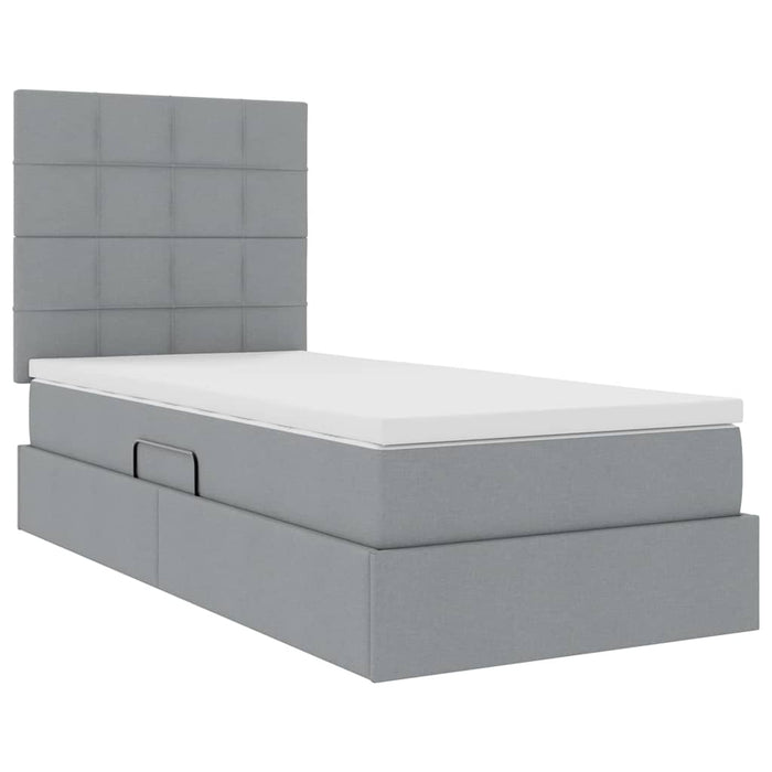 Pat cu saltea și spațiu de depozitare Gri deschis 90 x 190 cm - WALTI WALTI