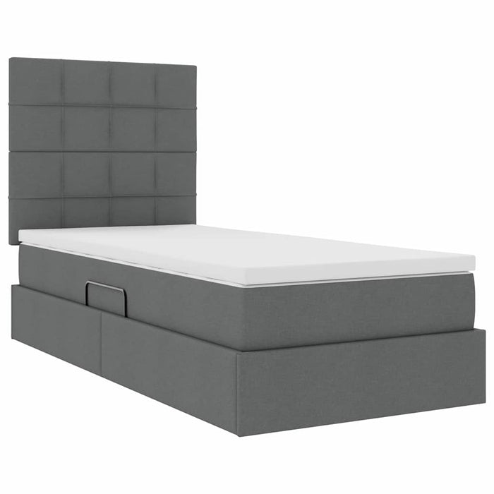 Pat cu saltea și spațiu de depozitare Gri închis 90 x 190 cm - WALTI WALTI