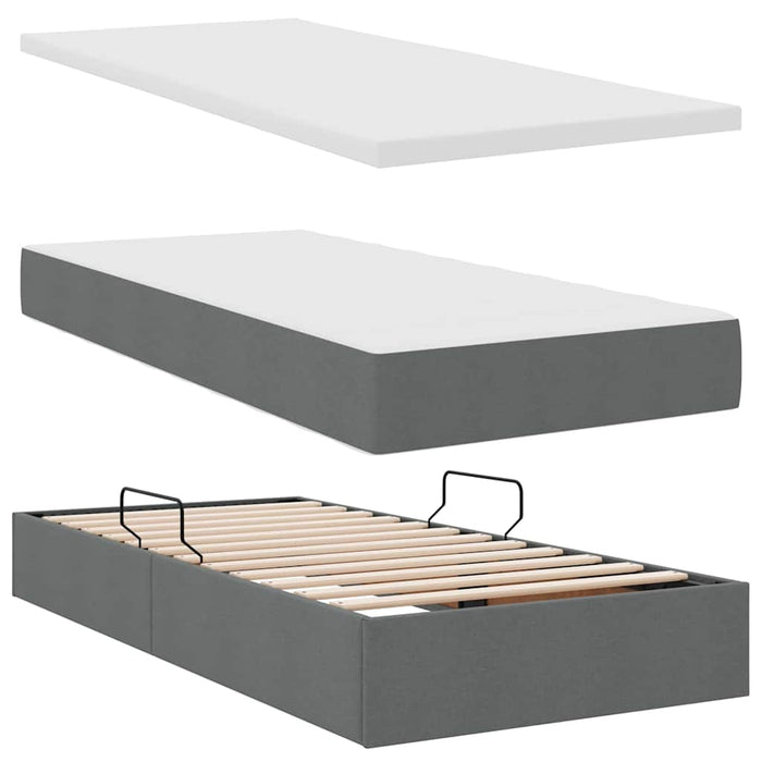 Pat cu saltea și spațiu de depozitare Gri închis 90 x 190 cm - WALTI WALTI