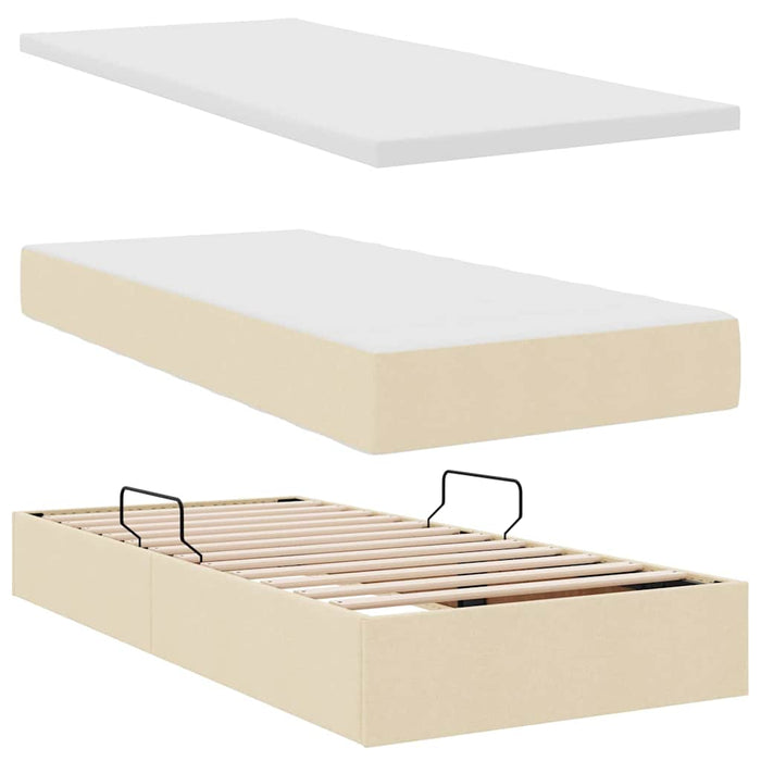 Pat cu saltea și spațiu de depozitare Creme 90 x 200 cm - WALTI WALTI