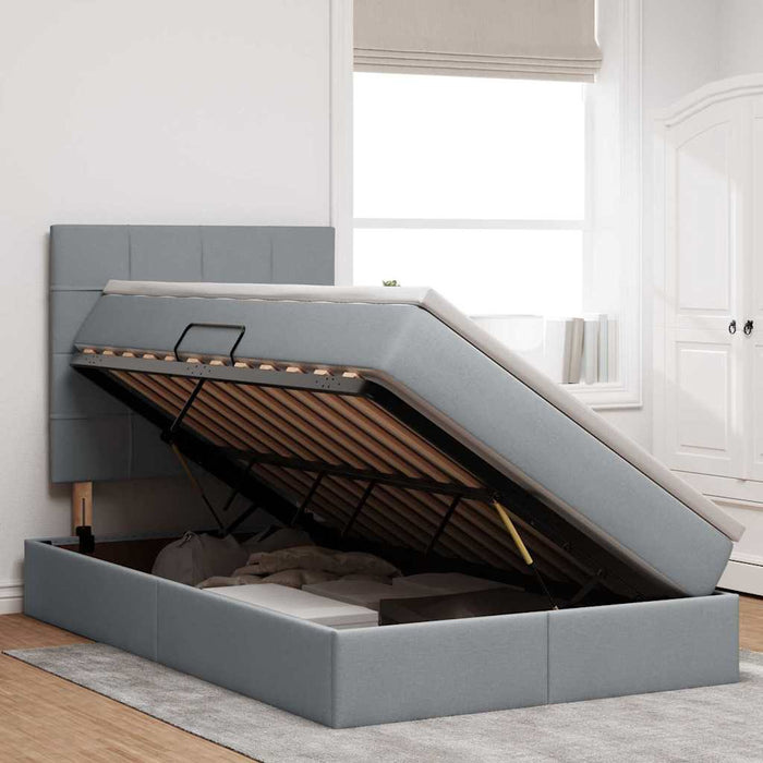 Pat cu storage Gri deschis 120 x 200 cm Piele artificială - WALTI WALTI