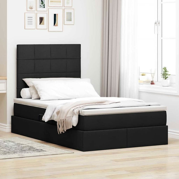 Pat cu storage cu saltea Negru 120 x 200 cm Piele artificială - WALTI WALTI