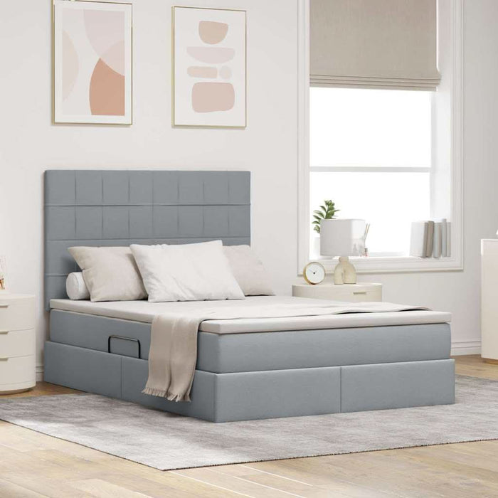 Pat cu storage Gri deschis 140 x 190 cm Piele artificială - WALTI WALTI