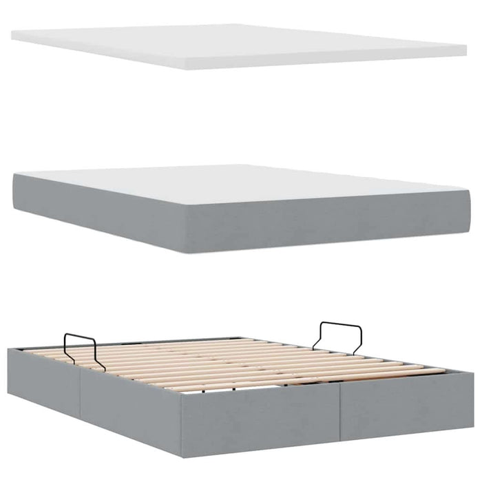 Pat cu storage Gri deschis 140 x 190 cm Piele artificială - WALTI WALTI