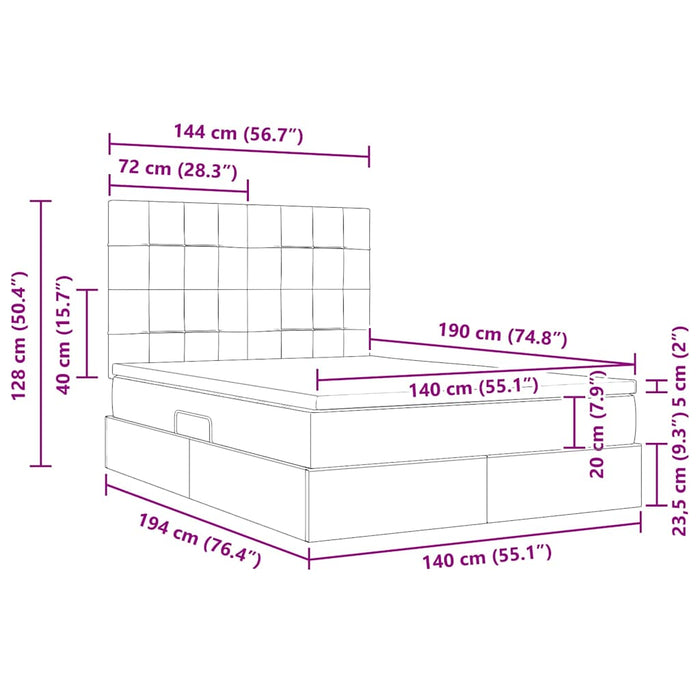 Pat cu storage cu saltea Negru 140 x 190 cm Piele artificială - WALTI WALTI