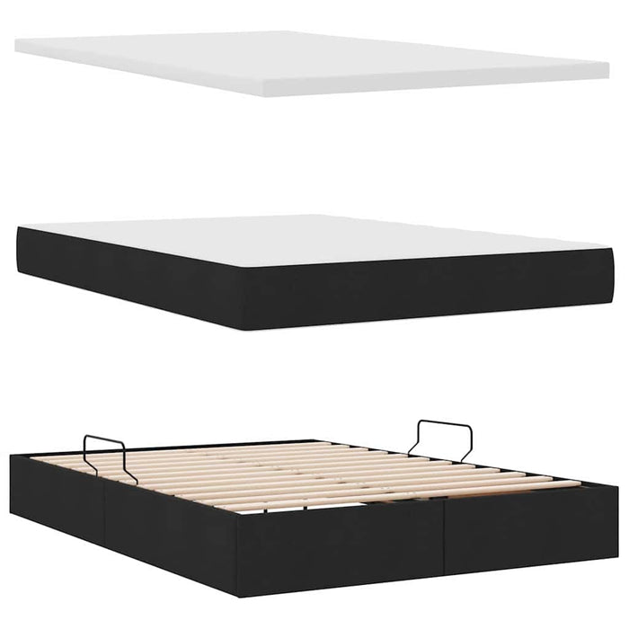 Pat cu storage cu saltea Negru 140 x 200 cm Piele artificială - WALTI WALTI