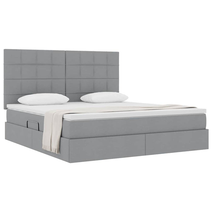 Pat cu storage Gri deschis 160 x 200 cm Piele artificială - WALTI WALTI