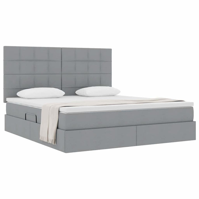 Pat cu storage Gri deschis 180 x 200 cm Piele artificială - WALTI WALTI