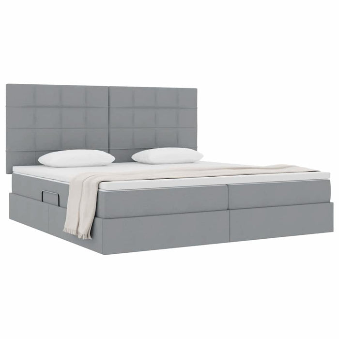 Pat cu storage Gri deschis 200 x 200 cm Piele artificială - WALTI WALTI