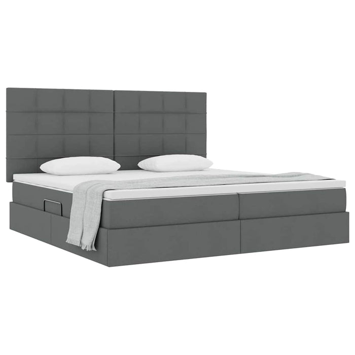 Pat cu storage Gri închis 200 x 200 cm Piele artificială - WALTI WALTI