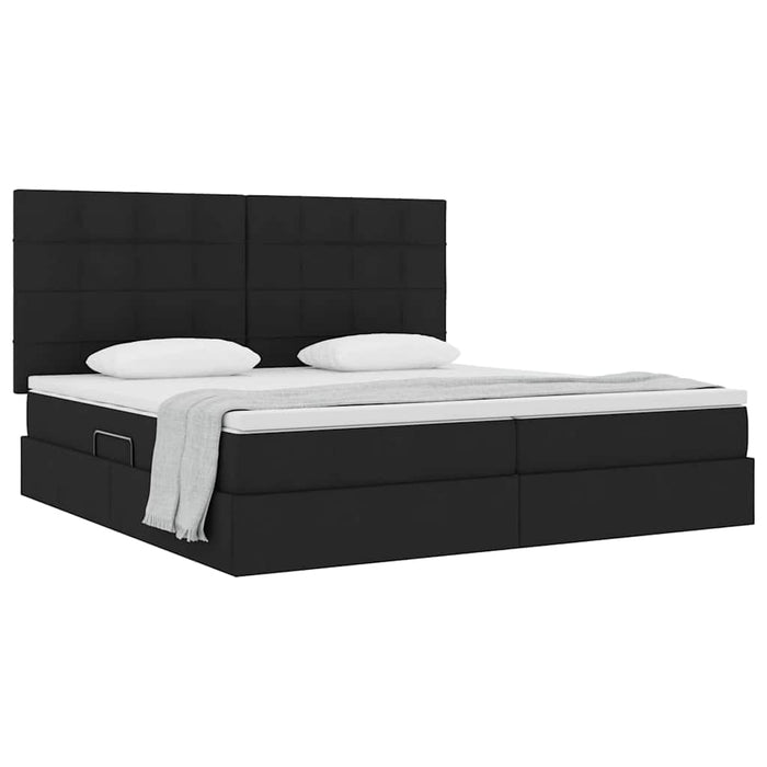 Pat cu storage cu saltea Negru 200 x 200 cm Piele artificială - WALTI WALTI