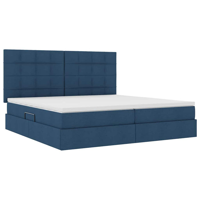 Pat cu saltea și spațiu de depozitare albastru 200 x 200 cm - WALTI WALTI