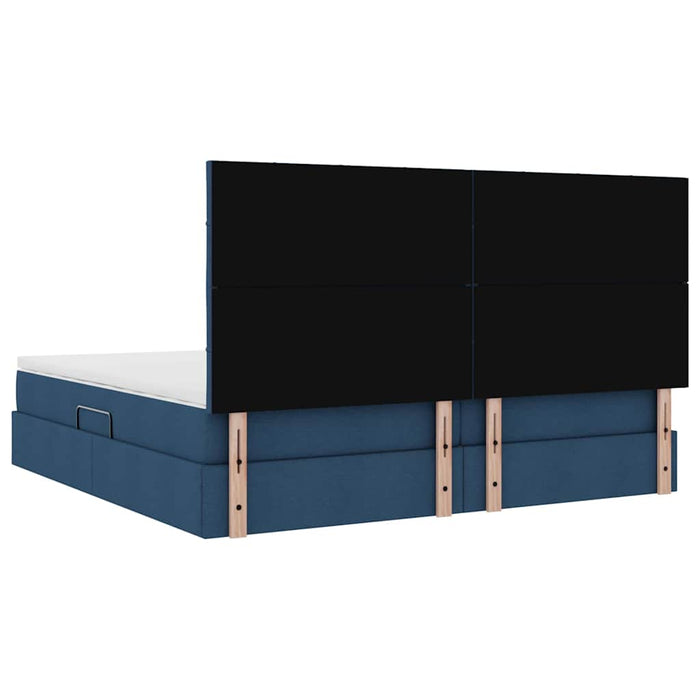 Pat cu saltea și spațiu de depozitare albastru 200 x 200 cm - WALTI WALTI