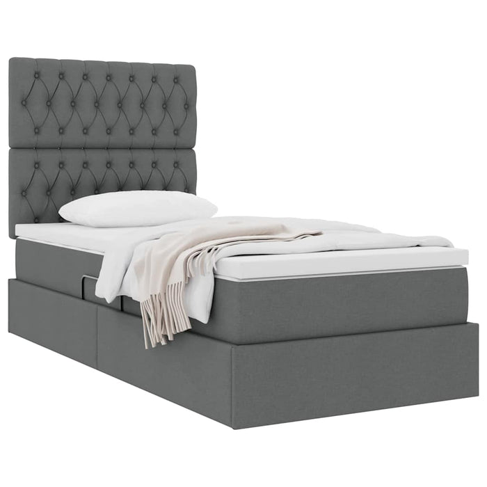 Pat cu saltea și spațiu de depozitare Gri închis 90 x 190 cm - WALTI WALTI
