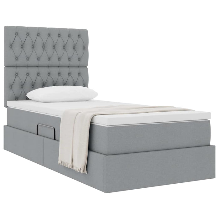 Pat cu saltea și spațiu de depozitare Gri deschis 90 x 200 cm - WALTI WALTI