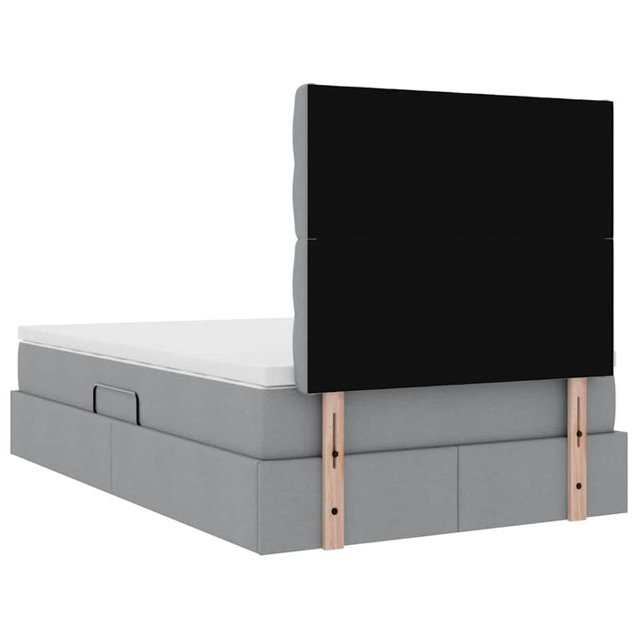 Pat cu storage Gri deschis 120 x 190 cm Piele artificială - WALTI WALTI