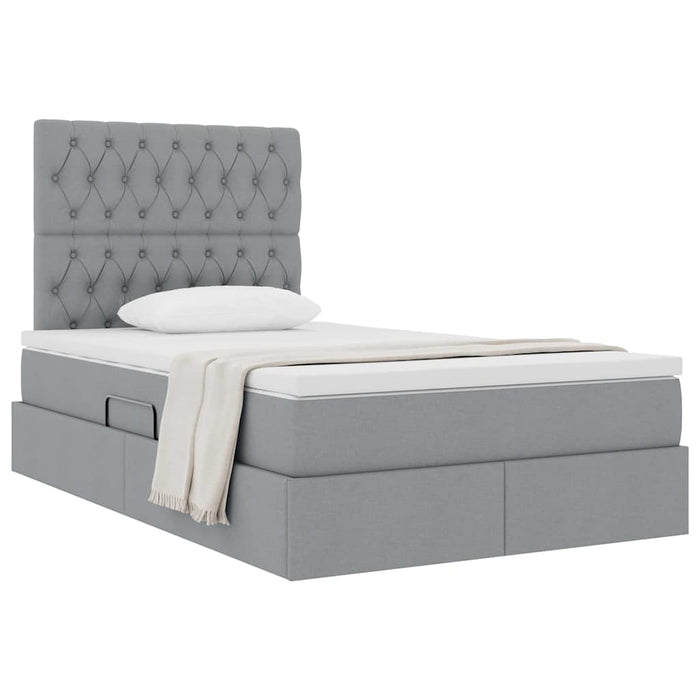 Pat cu storage Gri deschis 120 x 190 cm Piele artificială - WALTI WALTI