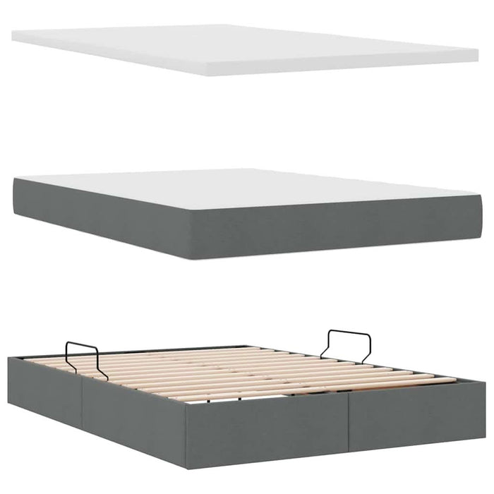 Pat cu storage Gri închis 140 x 190 cm Piele artificială - WALTI WALTI