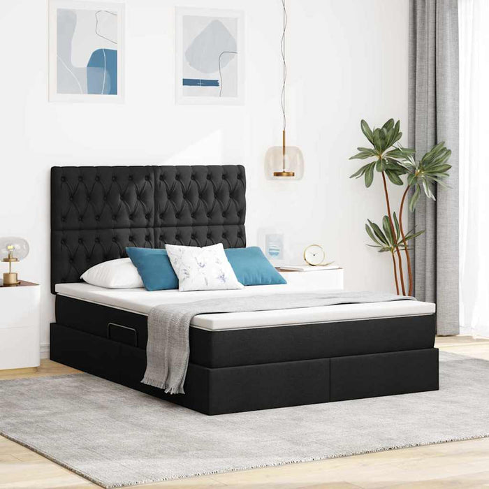 Pat cu storage cu saltea Negru 140 x 190 cm Piele artificială - WALTI WALTI