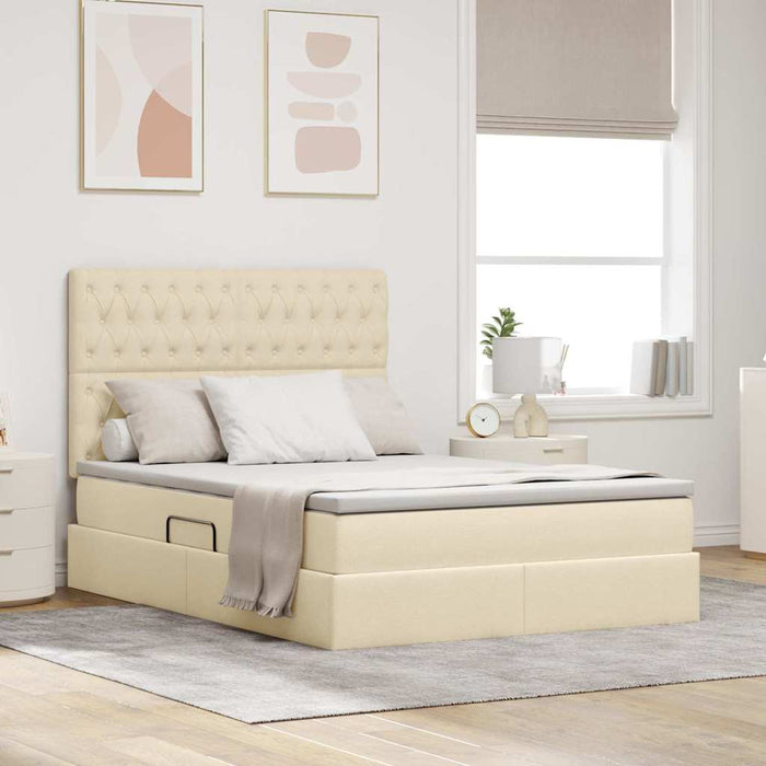 Pat cu saltea și spațiu de depozitare Creme 140 x 190 cm - WALTI WALTI