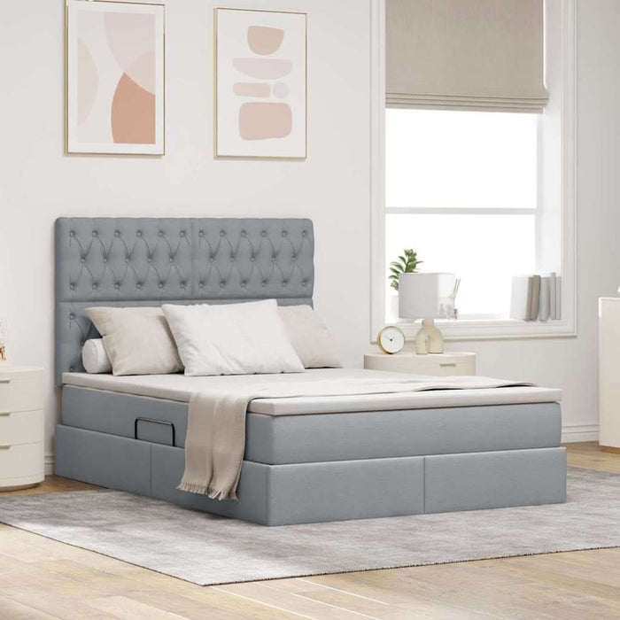 Pat cu storage Gri deschis 140 x 200 cm Piele artificială - WALTI WALTI