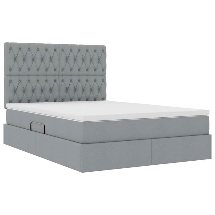 Pat cu storage Gri deschis 140 x 200 cm Piele artificială - WALTI WALTI