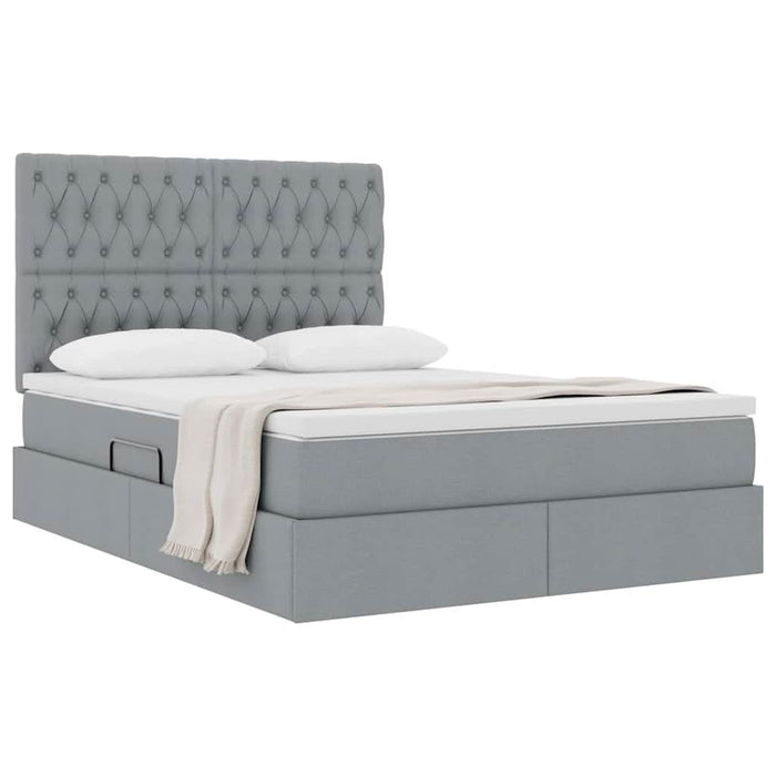 Pat cu storage Gri deschis 140 x 200 cm Piele artificială - WALTI WALTI