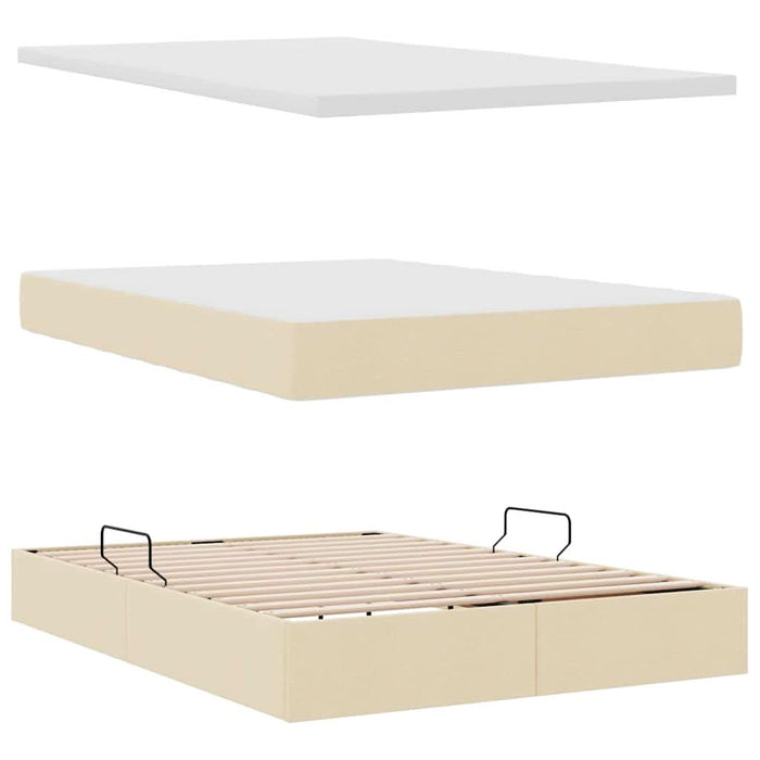 Pat cu storage cu saltea Creme 140 x 200 cm Piele artificială - WALTI WALTI