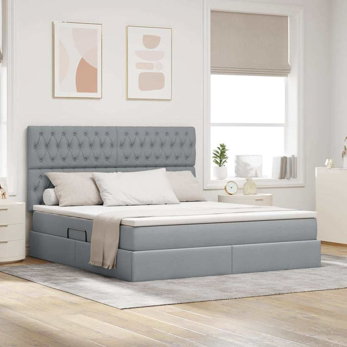 Pat cu storage Gri deschis 160 x 200 cm Piele artificială - WALTI WALTI