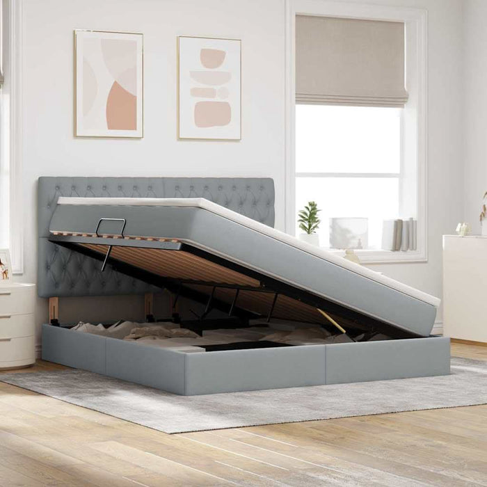 Pat cu storage Gri deschis 160 x 200 cm Piele artificială - WALTI WALTI