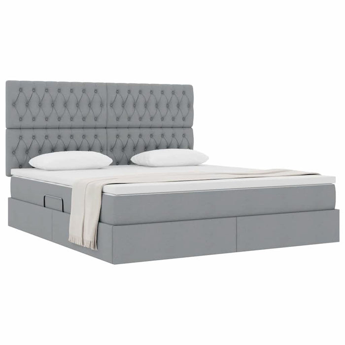 Pat cu storage Gri deschis 160 x 200 cm Piele artificială - WALTI WALTI