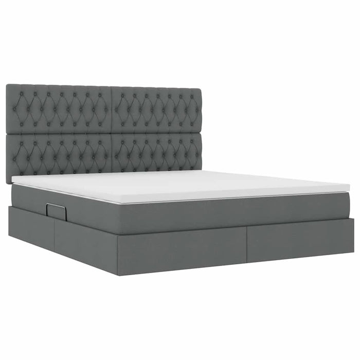 Pat cu storage Gri închis 160 x 200 cm Piele artificială - WALTI WALTI