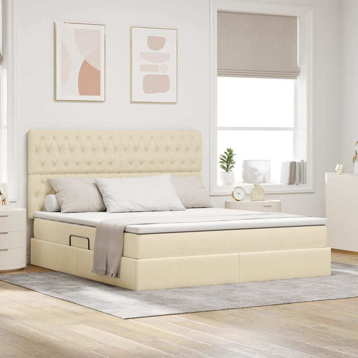 Pat cu storage cu saltea Creme 160 x 200 cm Piele artificială - WALTI WALTI