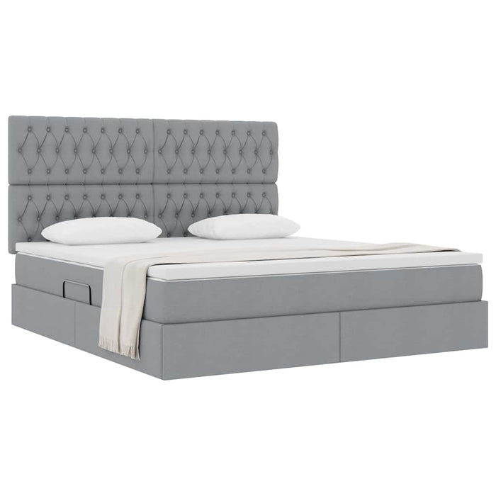 Pat cu storage Gri deschis 180 x 200 cm Piele artificială - WALTI WALTI